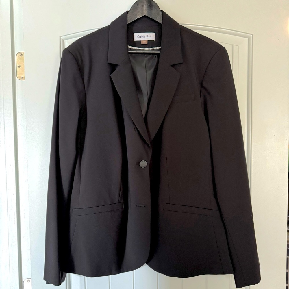Calvin Klein Womens Black Polyester Blend Blazer Jacket Size 24W